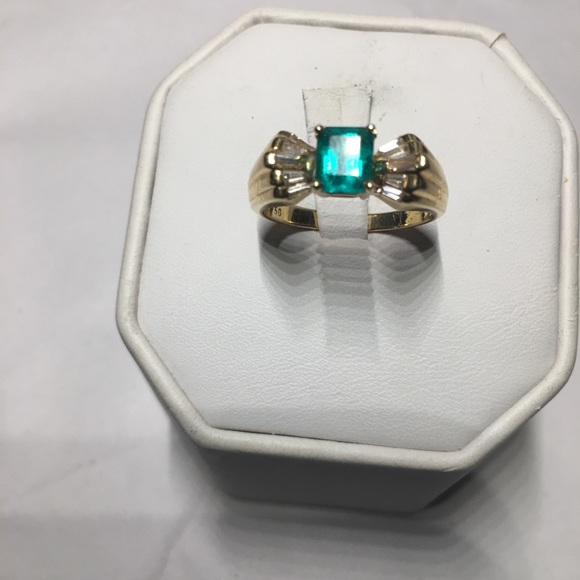 18K gold natural  Colombian Emerald diamonds ring - Picture 3 of 5